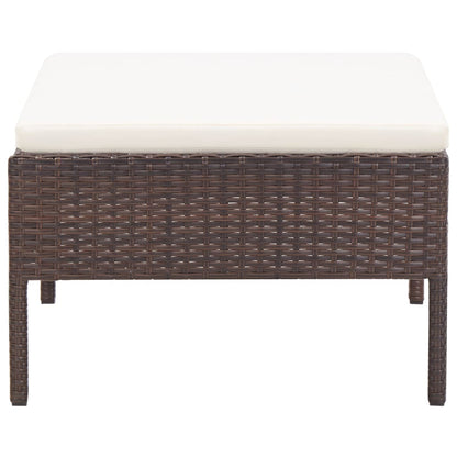 3 Piece Patio Lounge Set with Cushions Poly Rattan Brown