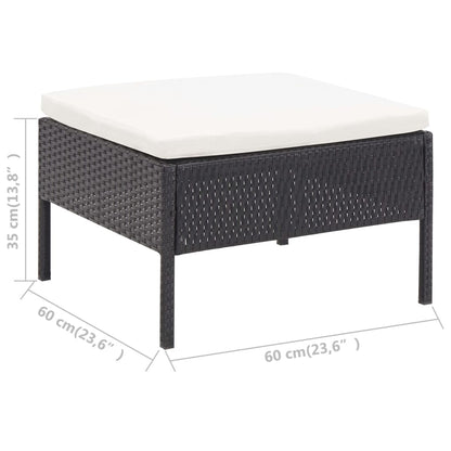 3 Piece Patio Lounge Set with Cushions Poly Rattan Black