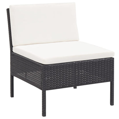 3 Piece Patio Lounge Set with Cushions Poly Rattan Black