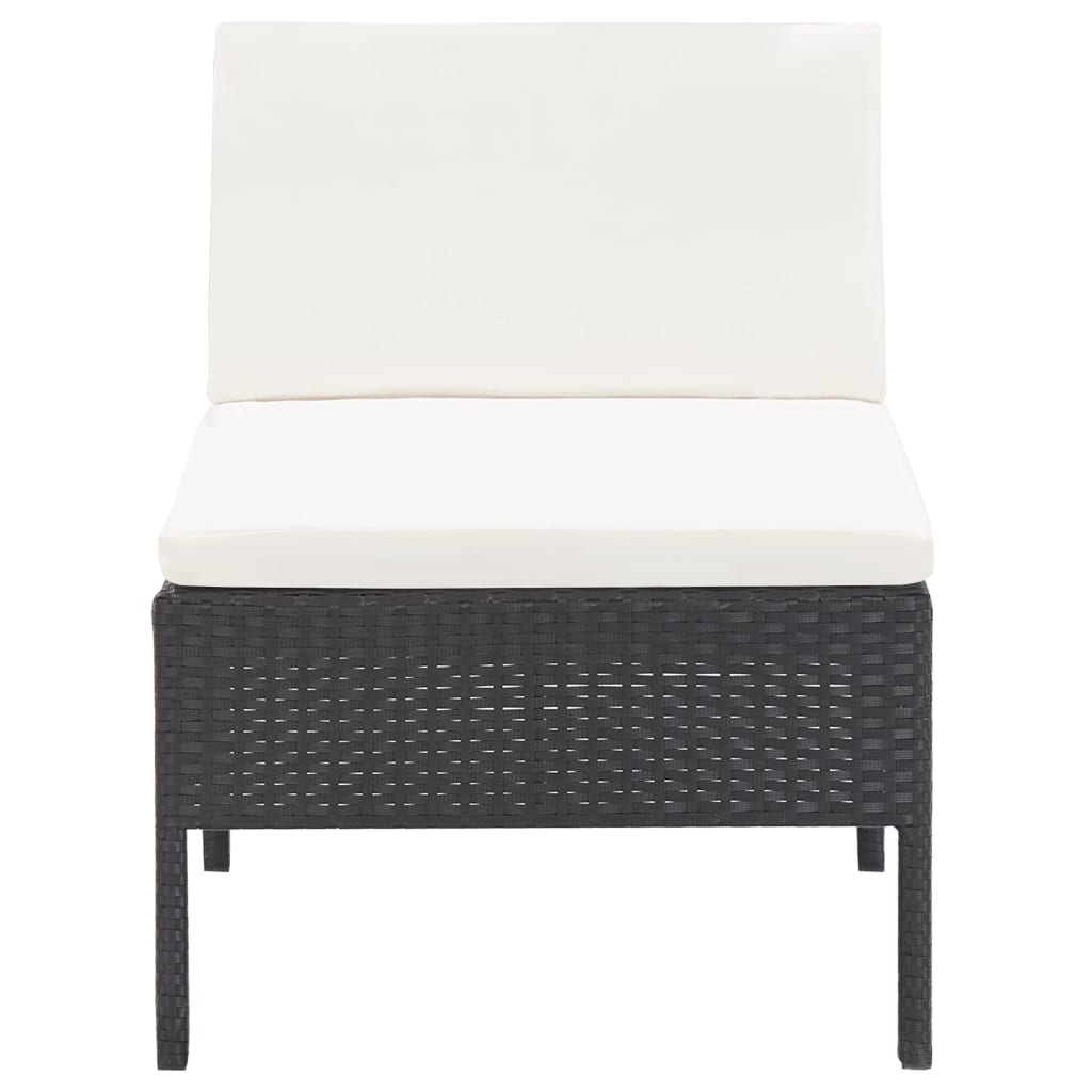 3 Piece Patio Lounge Set with Cushions Poly Rattan Black