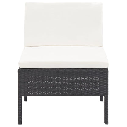 3 Piece Patio Lounge Set with Cushions Poly Rattan Black
