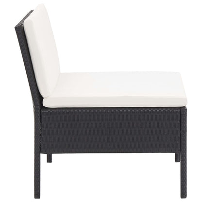 3 Piece Patio Lounge Set with Cushions Poly Rattan Black