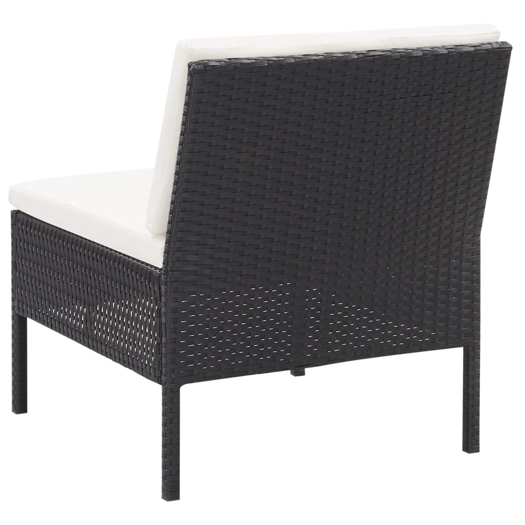 3 Piece Patio Lounge Set with Cushions Poly Rattan Black