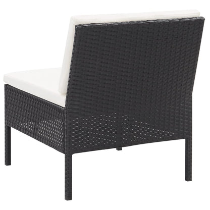 3 Piece Patio Lounge Set with Cushions Poly Rattan Black