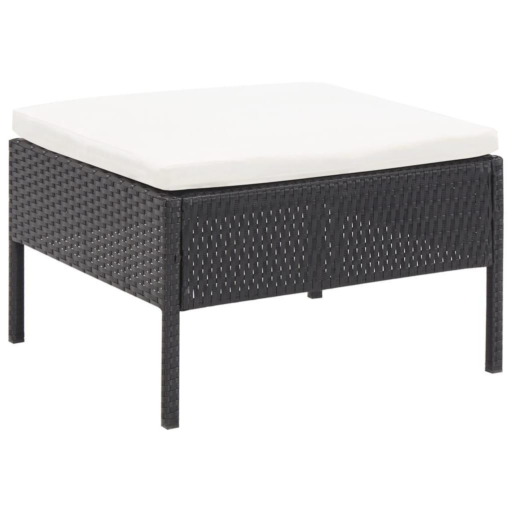 3 Piece Patio Lounge Set with Cushions Poly Rattan Black