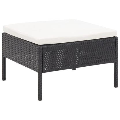 3 Piece Patio Lounge Set with Cushions Poly Rattan Black