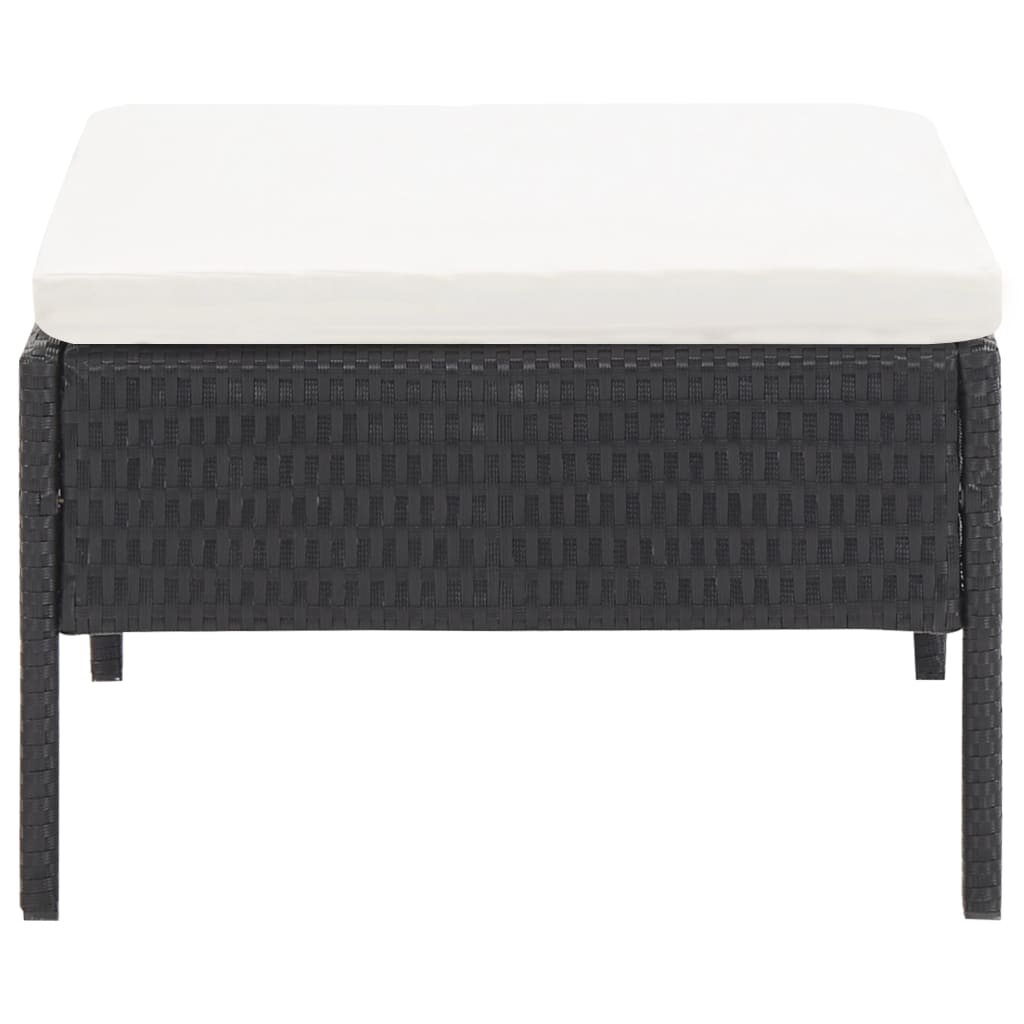 3 Piece Patio Lounge Set with Cushions Poly Rattan Black