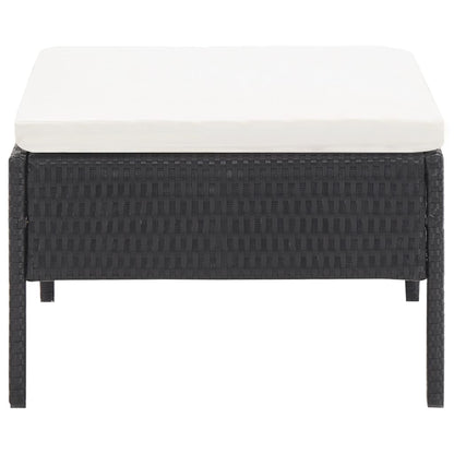 3 Piece Patio Lounge Set with Cushions Poly Rattan Black