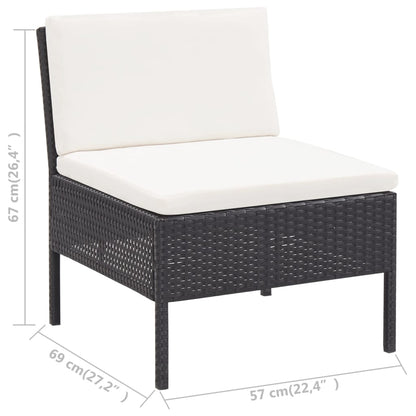 3 Piece Patio Lounge Set with Cushions Poly Rattan Black
