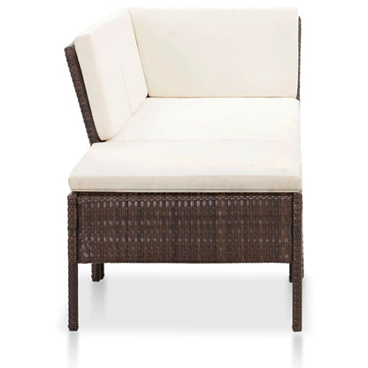 3 Piece Patio Lounge Set with Cushions Poly Rattan Brown