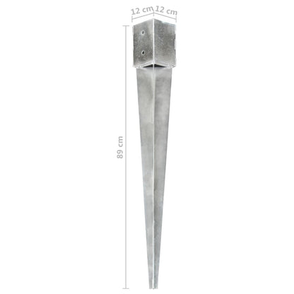 Ground Spikes 6 pcs Silver 12x12x89 cm Galvanised Steel