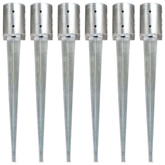 Ground Spikes 6 pcs Silver 10x76 cm Galvanised Steel