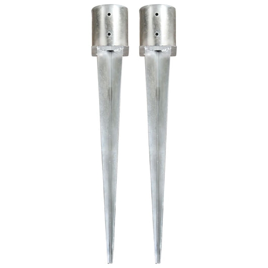 Ground Spikes 2 pcs Silver 12x91 cm Galvanised Steel