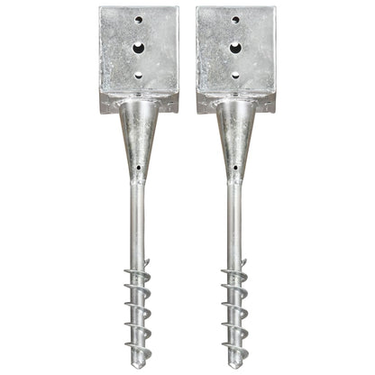 Ground Spikes 2 pcs Silver 12x12x56 cm Galvanised Steel