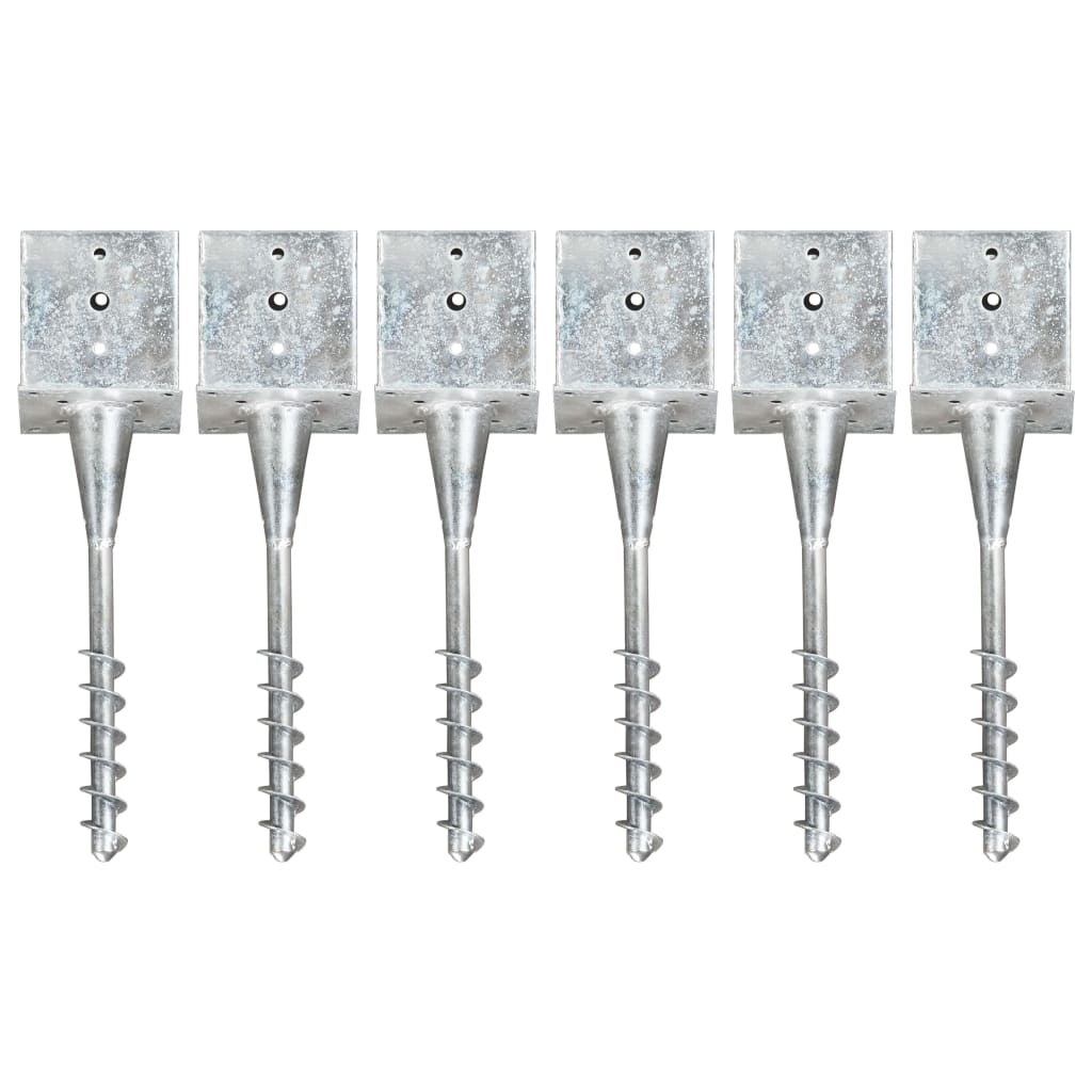 Ground Spikes 6 pcs Silver 14x14x58 cm Galvanised Steel