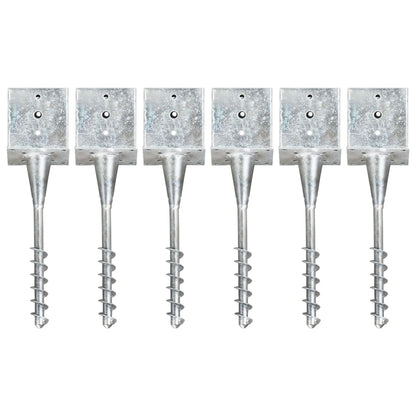Ground Spikes 6 pcs Silver 14x14x58 cm Galvanised Steel