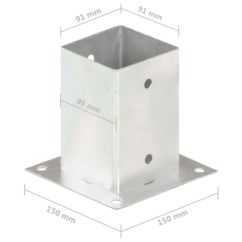 Post Anchors 4 pcs Galvanised Metal 91 mm