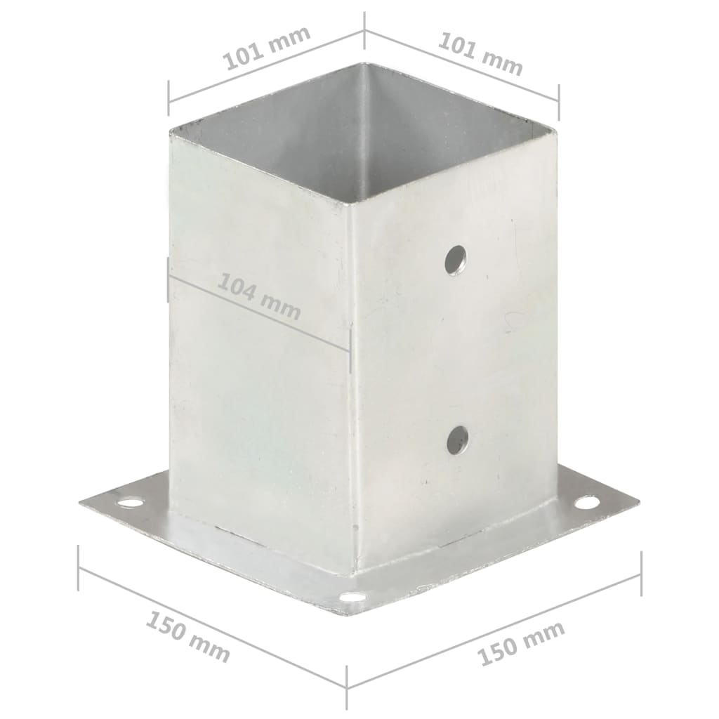 Post Anchors 4 pcs Galvanised Metal 101 mm