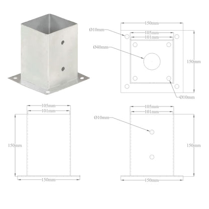 Post Anchors 4 pcs Galvanised Metal 101 mm