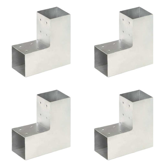 Post Connectors 4 pcs L Shape Galvanised Metal 81x81 mm