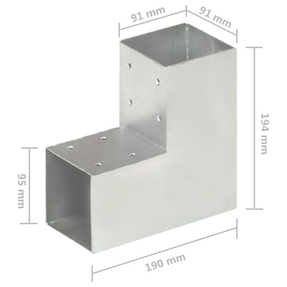 Post Connector L Shape Galvanised Metal 91x91 mm