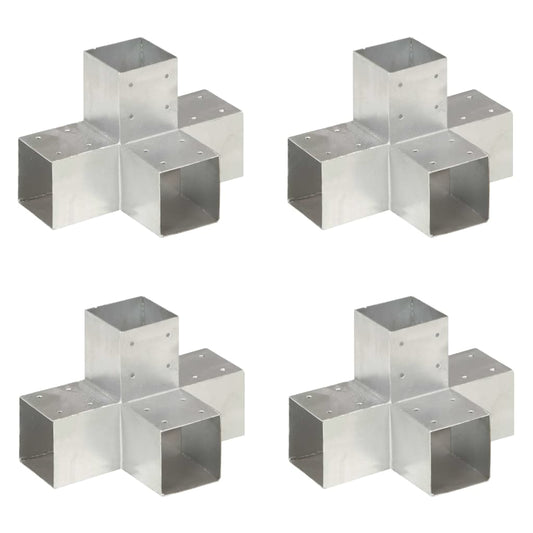 Post Connectors 4 pcs X Shape Galvanised Metal 91x91 mm