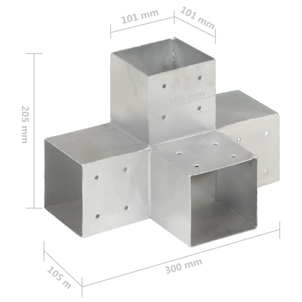 Post Connector X Shape Galvanised Metal 101x101 mm