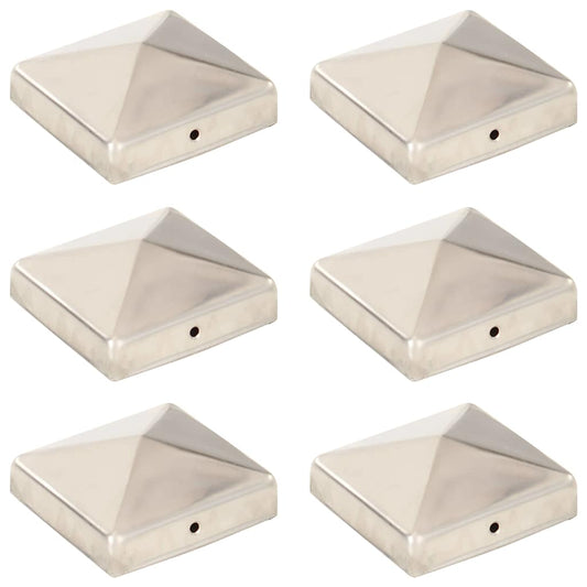 Pyramid Fence Post Caps 6 pcs Stainless Steel 81x81 mm