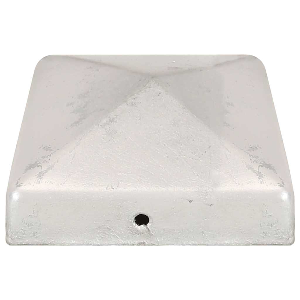 Pyramid Fence Post Caps 6 pcs Galvanised Metal 81x81 mm