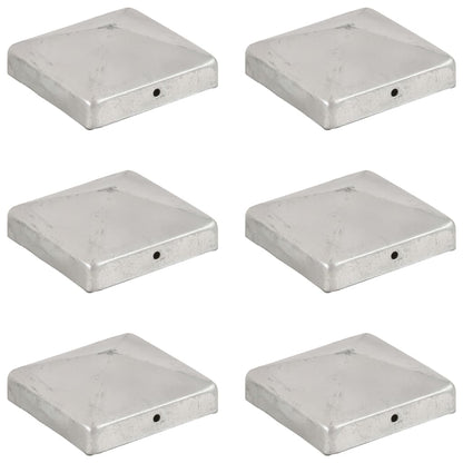Pyramid Fence Post Caps 6 pcs Galvanised Metal 91x91 mm