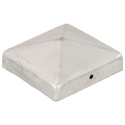 Pyramid Fence Post Caps 6 pcs Galvanised Metal 91x91 mm