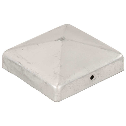 Pyramid Fence Post Caps 6 pcs Galvanised Metal 91x91 mm