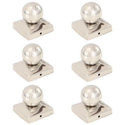 145494 vidaXL Post Caps 6 pcs Globe Final Stainless Steel 81x81 mm