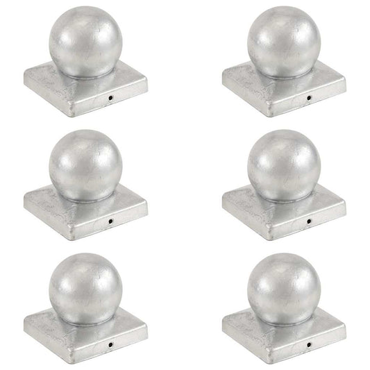 Post Caps 6 pcs Globe Final Galvanised Metal 101x101 mm