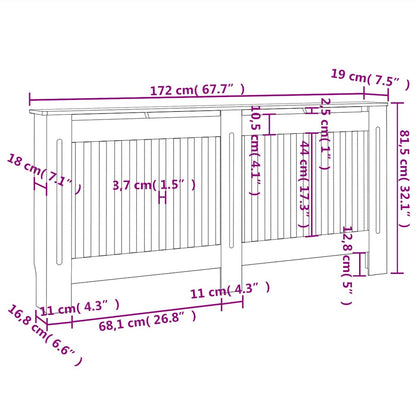 Radiator Cover Black 172x19x81.5 cm Engineered Wood