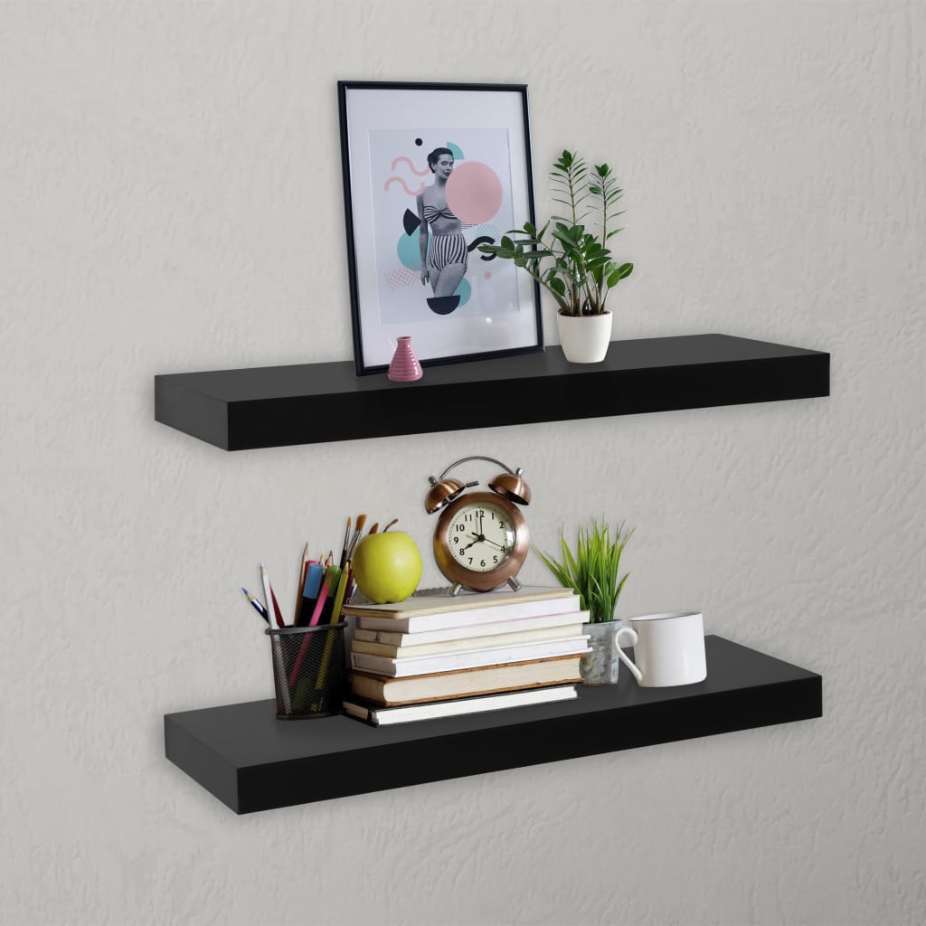 Floating Wall Shelves 2 pcs Black 15.7"x7.9"x1.5