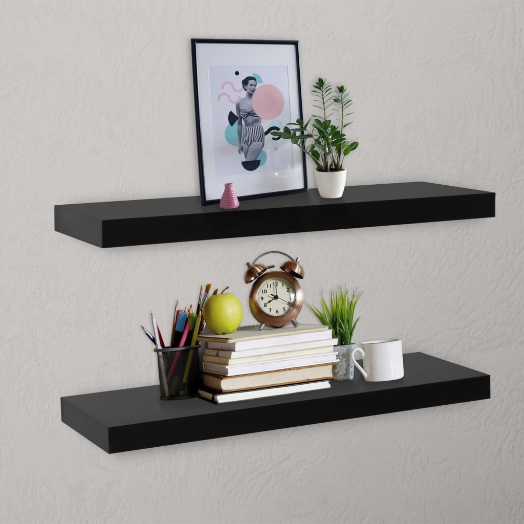 Floating Wall Shelves 2 pcs Black 31.5"x7.9"x1.5