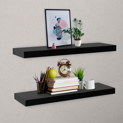 Floating Wall Shelves 2 pcs Black 31.5"x7.9"x1.5