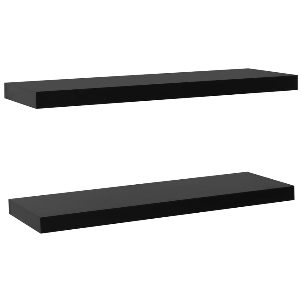 Floating Wall Shelves 2 pcs Black 100x20x3.8 cm