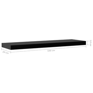 Floating Wall Shelves 2 pcs Black 100x20x3.8 cm