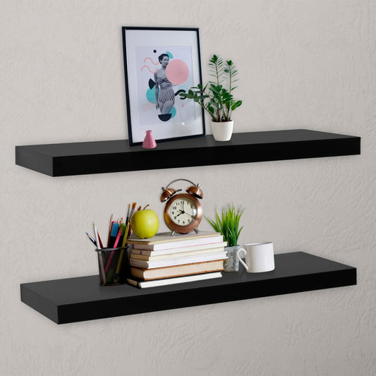 Wall Mounted Shelf | Set of 2 | Black | MDF | Standard | Wall mounting