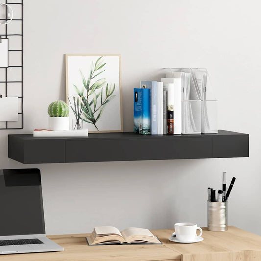 Wall Mounted Shelf | Black | MDF | Wall Mounted Shelf | Rectangular
