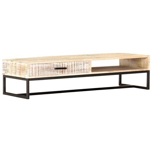 287329 vidaXL Coffee Table White 117x50x30 cm Solid Acacia Wood