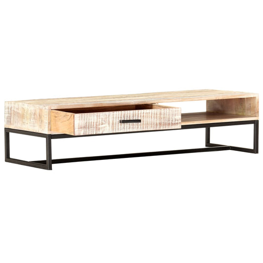 287329 vidaXL Coffee Table White 117x50x30 cm Solid Acacia Wood