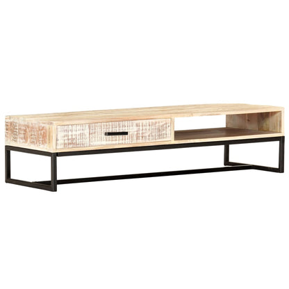 287329 vidaXL Coffee Table White 117x50x30 cm Solid Acacia Wood