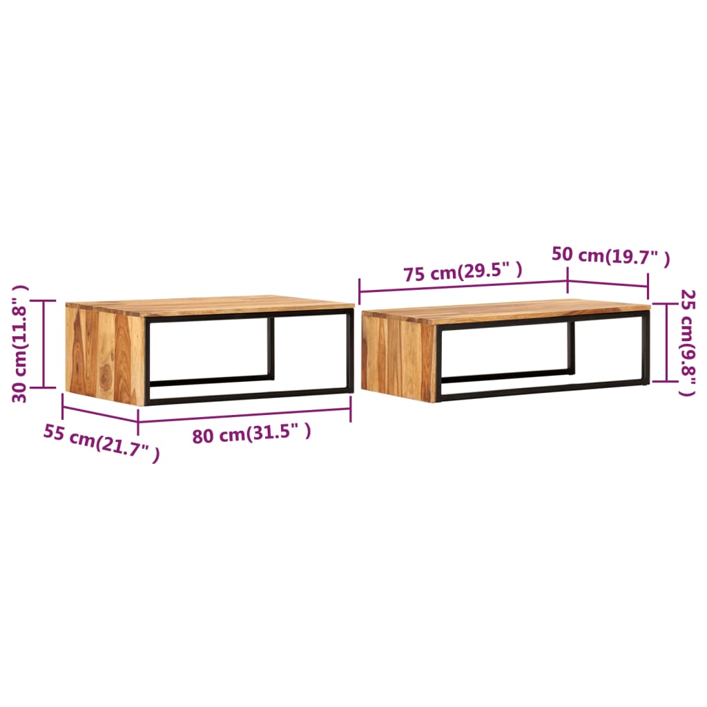 Nesting Tables 2 pcs Solid Acacia Wood