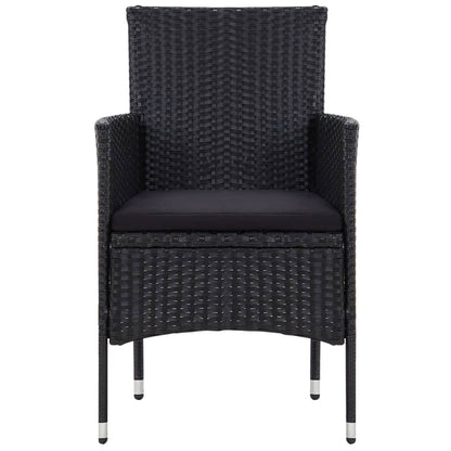 5 Piece Patio Lounge Set With Cushions Poly Rattan Black