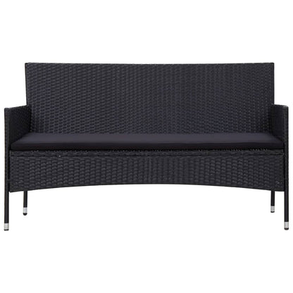 5 Piece Patio Lounge Set With Cushions Poly Rattan Black