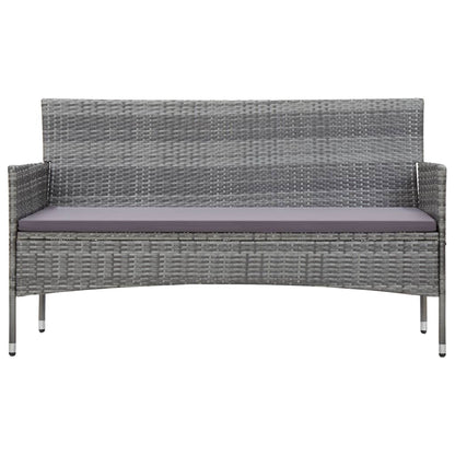 3-Seater Patio Sofa with Cushions Gray Poly Rattan