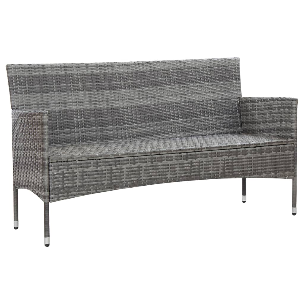 3-Seater Patio Sofa with Cushions Gray Poly Rattan